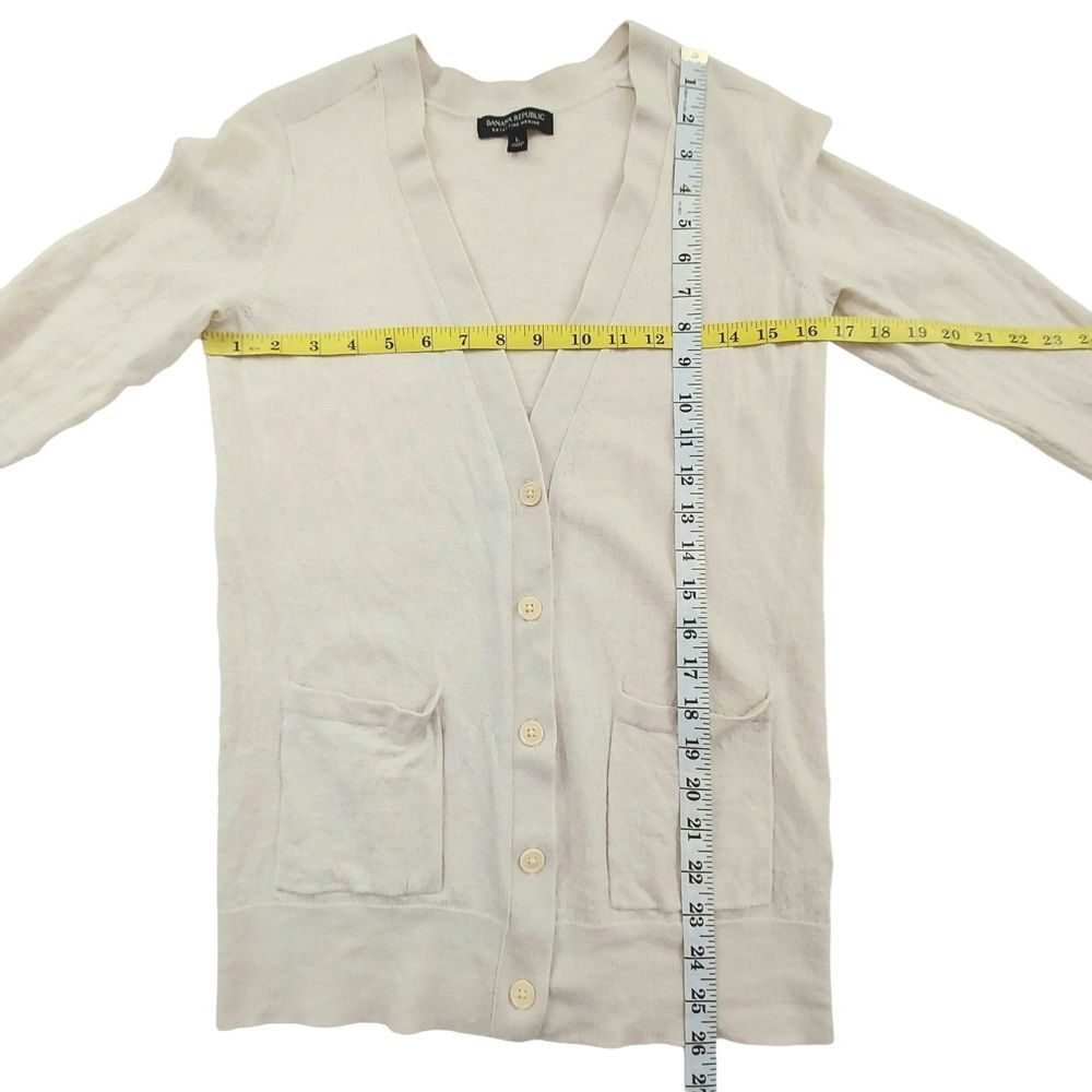 Banana Republic Sweater Womens Beige Large Merino Wool Button Up Knit V-Neck - Picture 10 of 12